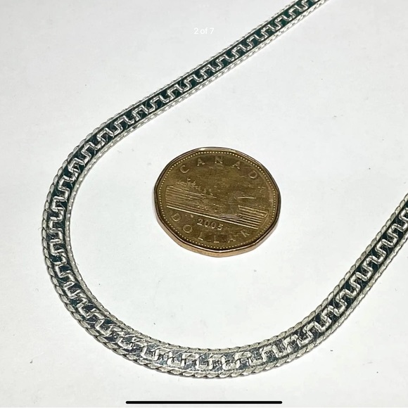 Italian Sterling Silver Greek Key Herringbone Necklace 5.5mm Wide - Picture 3 of 7
